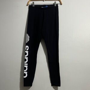 adidas Black Leggings with White Logo